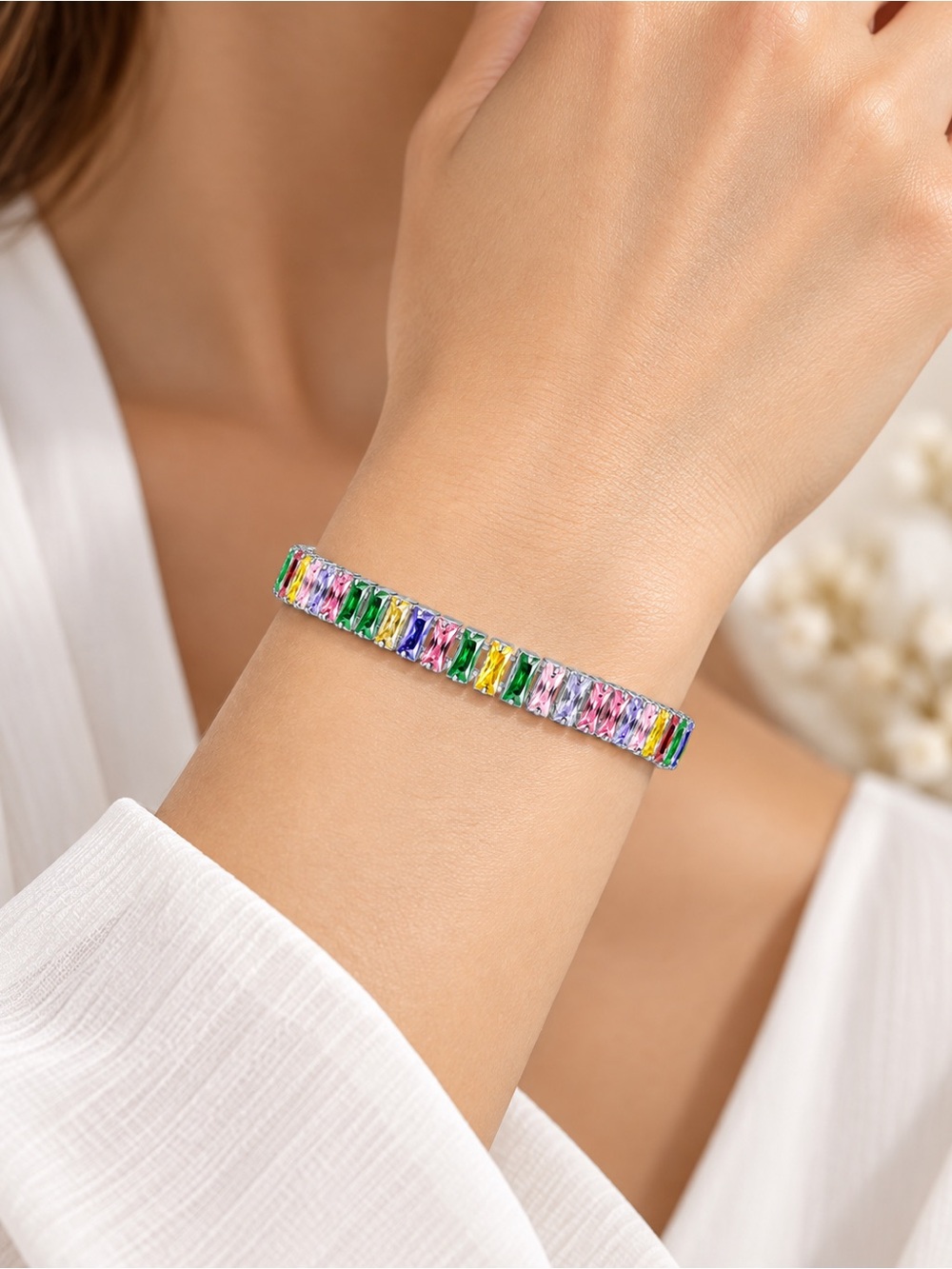 Multicolour Baguette Crystal Bracelet